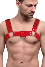 Портупея на грудь кожаная Feral Feelings Bulldog Harness One Size Красная