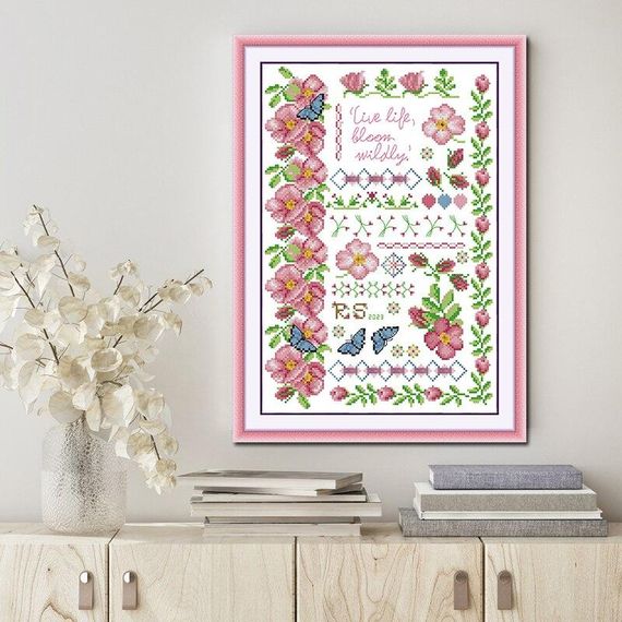 Набір для вишивання за нанесеною на канву схемою "Flowers in full bloom". AIDA 14CT printed 29*40 см | Зображення 9