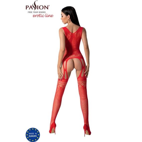 Ажурний бодістокінг з відкритим доступом Passion BS099 red | Зображення 3
