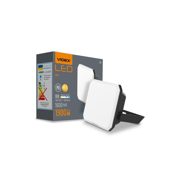 Світлодіодний прожектор VIDEX F3 20W 5000K 220V Black (VLE-F3-0205B)