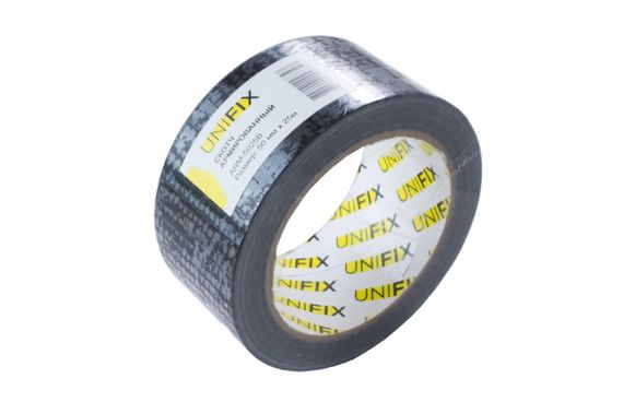 Лента клейкая армированная черная 50мм*25м UNIFIX | Зображення 2