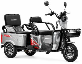 Электротрайк Crosser Transit TR-5 LFP 1500W 76.8V 30Ah, грузовой трехколесный электроскутер до 80 км, LiFePO4, 3 места Срібний