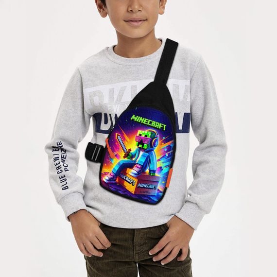 Сумка через плече дитяча Minecraft Кріпер 29х17 см сумка слінг для хлопчика (02109)