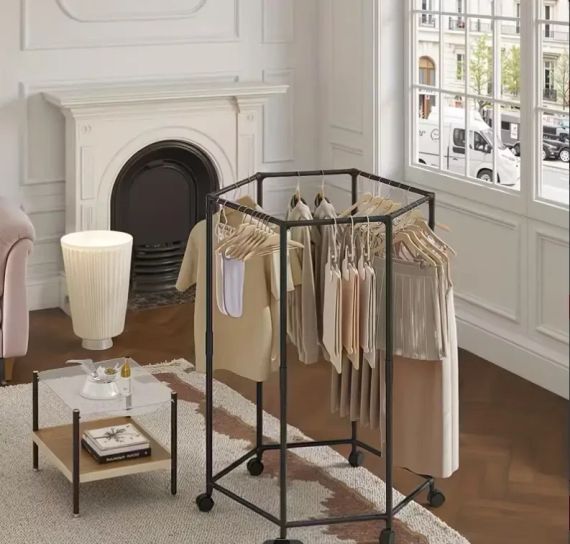 Напольная вешалка для одежды с поворотным механизмом на 360° и колесами | Зображення 2