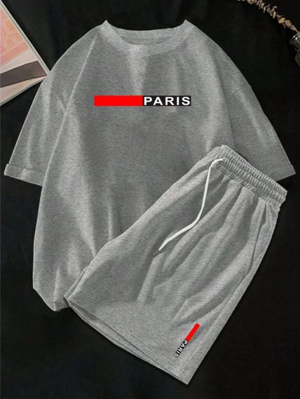 Мужской летний спортивный костюм шорты и футболка IS522 цвет серый размер 54/56 | Зображення 1