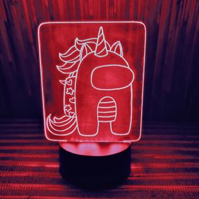 Акриловий світильник-нічник Among Us єдиноріг червоний tty-n000177