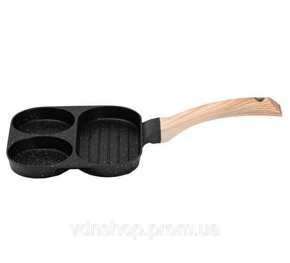 Сковорода квадратна порційна на 3 секції з антипригарним покриттям чорна HP39571B | Зображення 1