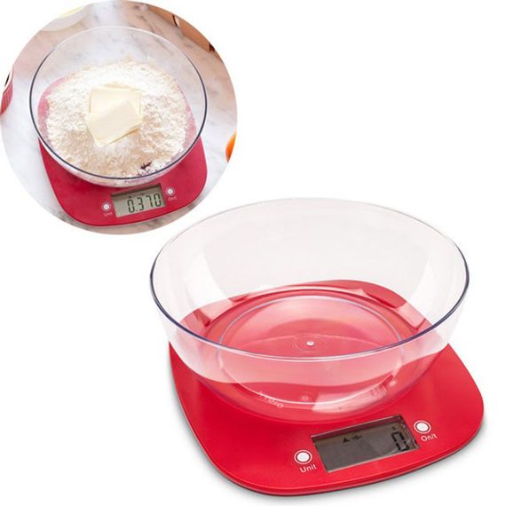 Ваги кухонні MAGIO MG-290, кухонні ваги зі знімною чашею, електронні ваги для продуктів. Колір: червоний | Зображення 2