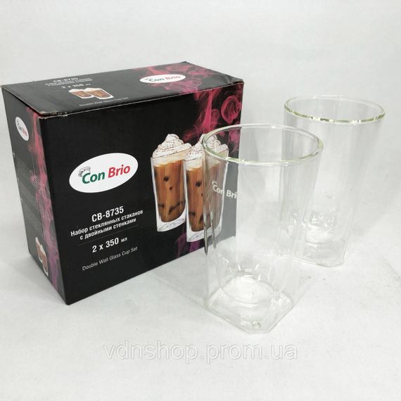 Подвійні скляні кавові чашки Con Brio CB-8735-2, Чашка з подвійними стінками для кави RX-58 | Зображення 8