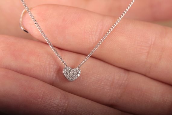 Подвеска сердечко из белого золота на цепочке | Зображення 2