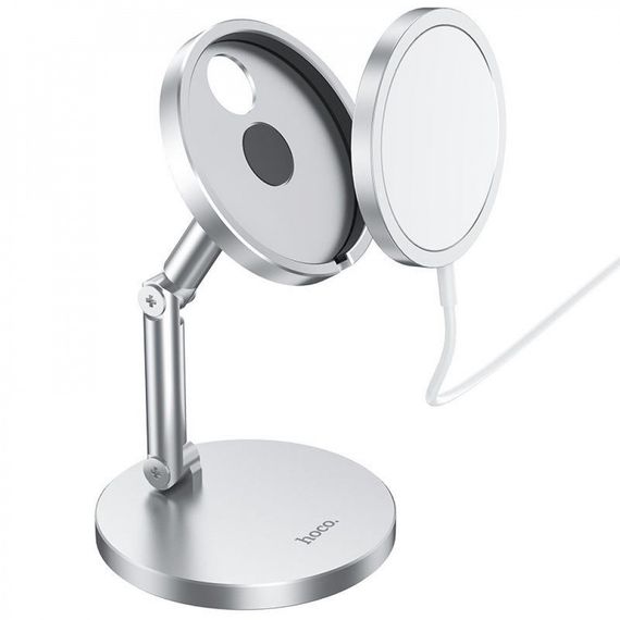 Підставка для магнітної беспровідної зарядки Hoco PH39 Daring silver | Зображення 5