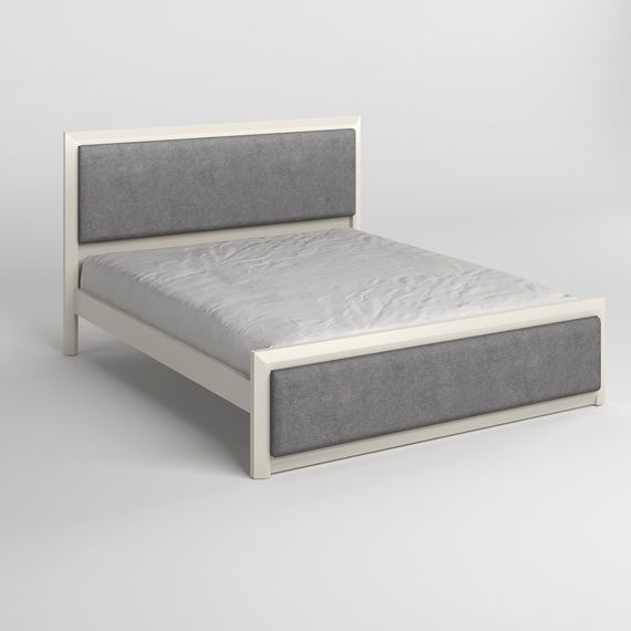 Односпальне дерев'яне ліжко Mebigrand Барселона Б4 Айворі (S0505Y30R)/Аляска 93 (Сірий) 90х200 см (MBG-14019) | Зображення 1