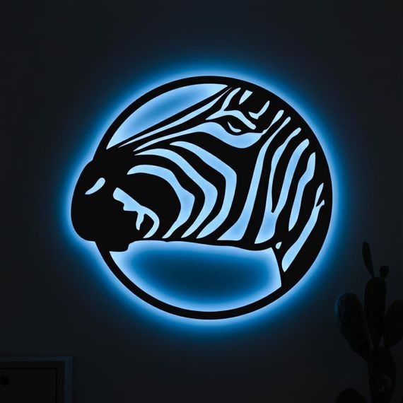 Панно декоративне картина на стіну Зебра LED підсвітка 400х375 acr-p000113