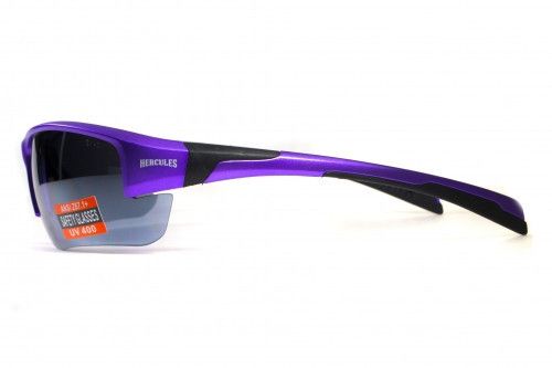Окуляри захисні Global Vision Hercules-7 Purple (silver mirror) дзеркальні чорні у фіолетовій оправі | Зображення 1
