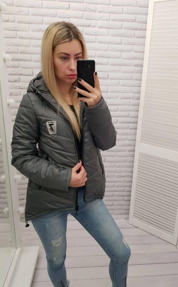 Жіноча демісезонна куртка з емблемою, арт.210/7, темно-сірий | Зображення 5