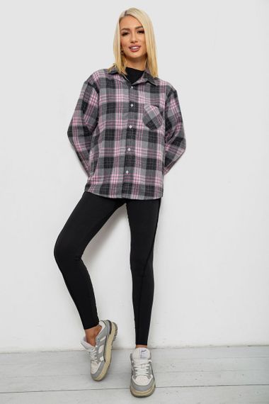 Рубашка женская в клетку, цвет серый, 244R1070-2 | Зображення 2