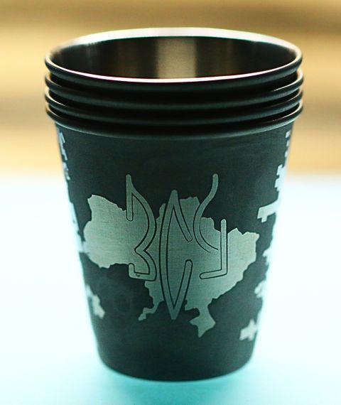 Металлические рюмки 30 мл с гравировкой ВСУ карты Украина трезуб пиксель 4 шт подарок рюмки для патриота военн | Зображення 5