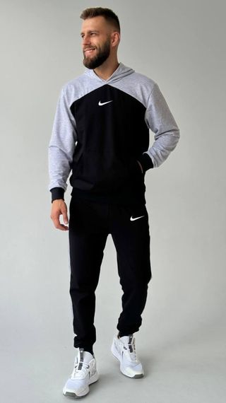 Чоловічий спортивний костюм Nike чорний з світло-сірими вставками | Зображення 5
