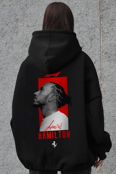 Оверсайз худі толстовка на флісі з капюшоном та принтом Without Hamilton Black | Зображення 4