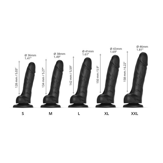 Реалістичний фалоімітатор Strap-On-Me Sliding Skin Realistic Dildo Black XL, ефект рухливої шкіри | Зображення 3