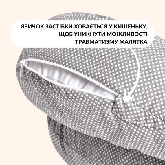 Подушка для годування Диванчик 60х70х16 см бавовна антиалергенне волокно горошок сірий (8-35409*002) | Зображення 6