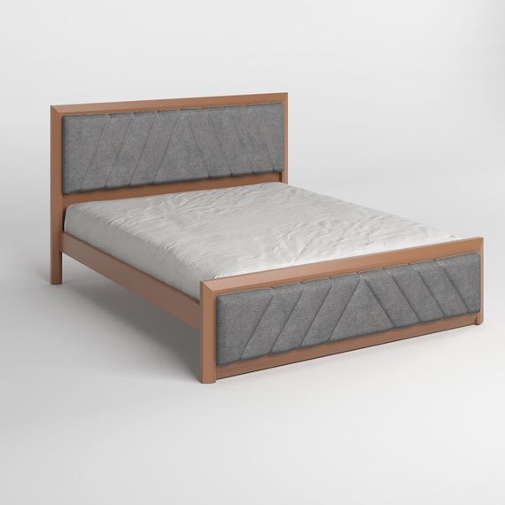 Двоспальне дерев&#039;яне ліжко Mebigrand Барселона Б2 Коричневий (RAL8025)/Аляска 93 (Сірий) 160х190 см (MBG-13556) | Зображення 1