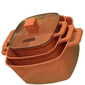 Набір каструль із мармуровим покриттям 6 предметів Benson BN-368 Бежевий з вкрапленнями