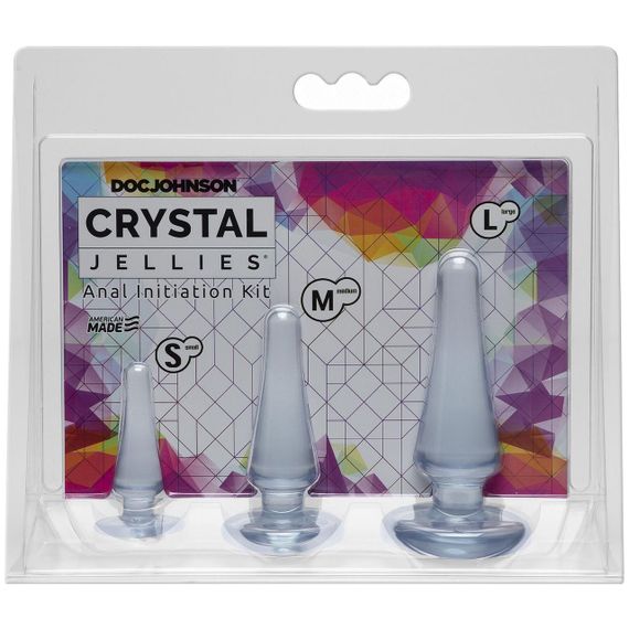 Набір анальних пробок Doc Johnson Crystal Jellies Anal - Clear, макс. діаметр 2см - 3 см - 4 см | Зображення 1