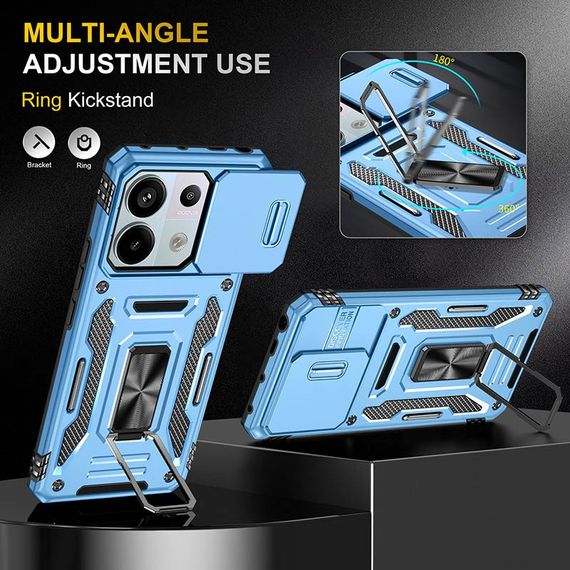 Ударопрочный чехол Camshield Army Ring для Xiaomi Redmi Note 13 4G Голубой / Light Blue | Зображення 3