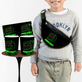 Набір: дитяча сумка-бананка+кружка Майнкрафт Кріпер «Minecraft» 32х15см, бананка для хлопчика через плече на подарунок (00880)