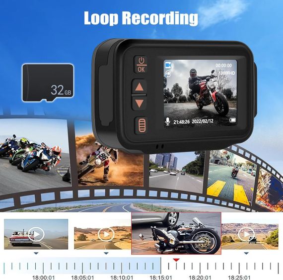 Видеорегистратор для мотоцикла водонепроницаемый 2 камеры передняя и задняя, ночное видение, G-Sensor DVR мото | Зображення 4