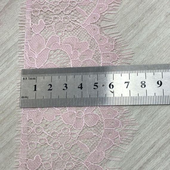 (3 метри) Французьке мереживо з віями, Шантильї 6,5см (1320), Колір - рожевий | Зображення 2