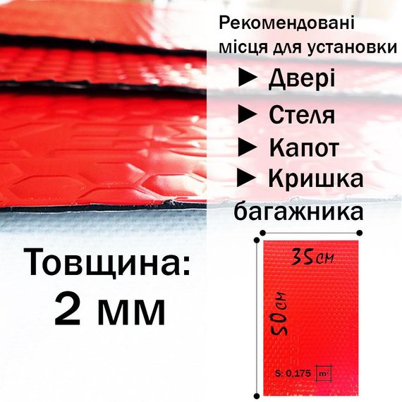Преміальна віброізоляція Vibrex Red Label 2 500 350 шумоізоляція без артикулів і повторень 106 символів. | Зображення 1