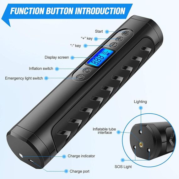 Насос автомобільний, повітряний Nwouiay — 12 В електричний цифровий компресор | Зображення 2