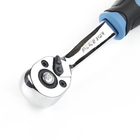 Ключ-трещотка с изогнутой ручкой CrV 1/4 (90T) APRO | Зображення 1