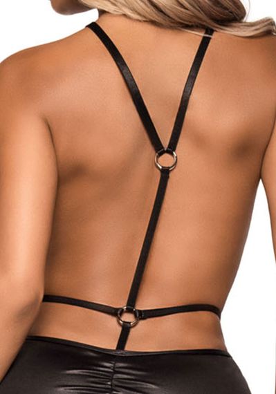 Сукня з відкритими грудьми Leg Avenue Wet look open cup mini dress One size Black | Зображення 4