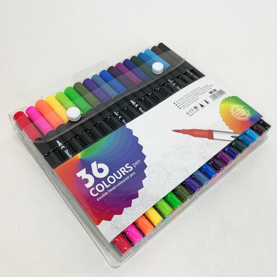 Професійний набір 36 шт двосторонніх маркерів лінер+пензель з м'якою головкою на водній основі | Зображення 3