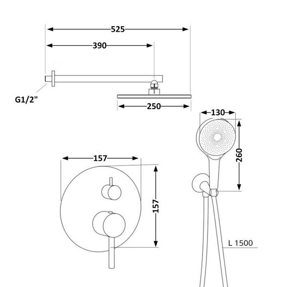 Душова система універсальна Qtap Scorpio прихованого монтажу на два споживача QTSCO113BLM45897 Black Matt | Зображення 1