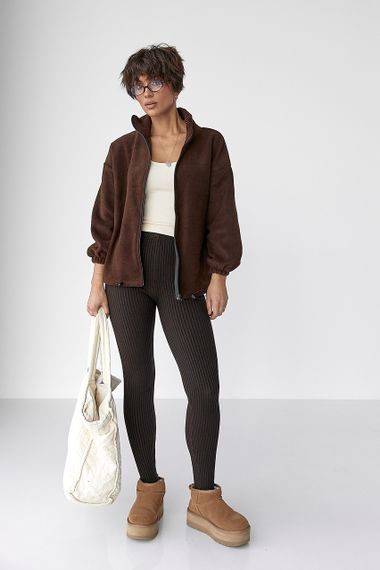 Флісова кофта на блискавці - коричневий цвет, 36р (є розміри) | Зображення 2