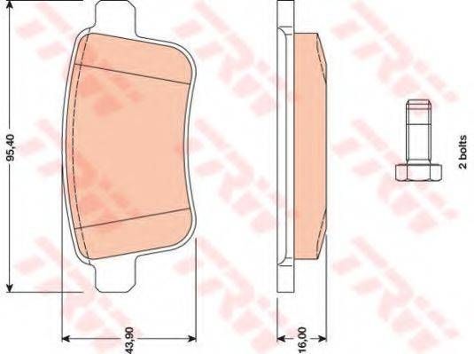 Колодка гальм. диск. RENAULT KANGOO задн. (вир-во TRW) TRW GDB1786 на RENAULT KANGOO Express (FW0/1_)