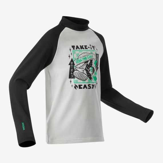 Термофутболка дитяча BL 500 для лижного спорту чорна/біла з принтом - 12 р 143-150 см | Зображення 1