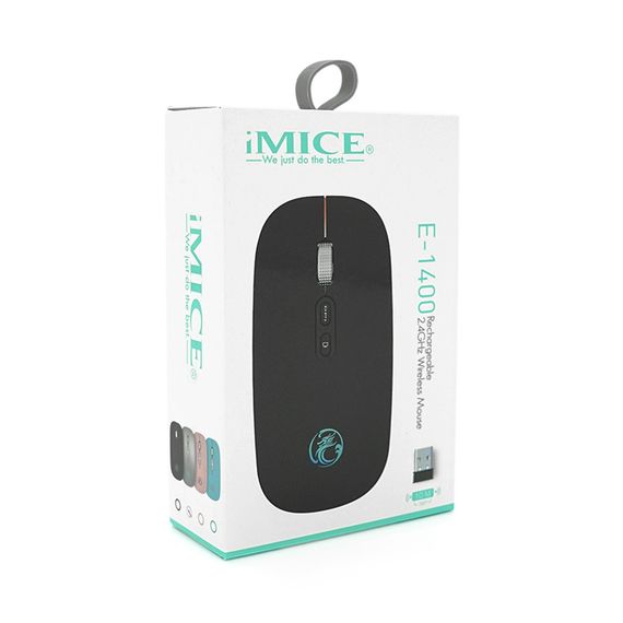 Миша бездротова iMICE E-1400.5 кнопок, 800/1200/1600 DPI, 2.4Ghz 10м, Silver | Зображення 1