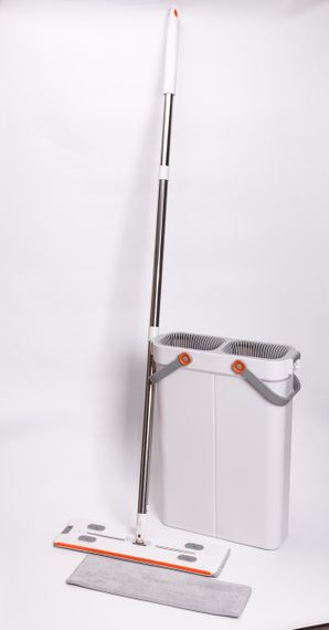 Швабра с ведром для мытья пола с отжимом, плоская насадка из микрофибры, набор для уборки дома HP-35015-18 | Зображення 1