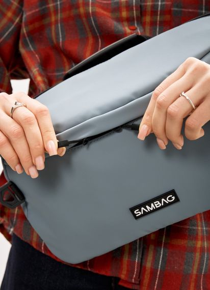 Женская сумка-бананка под ноутбук Sambag Urban Laptop голубая 46×26 см (51411010) | Зображення 6