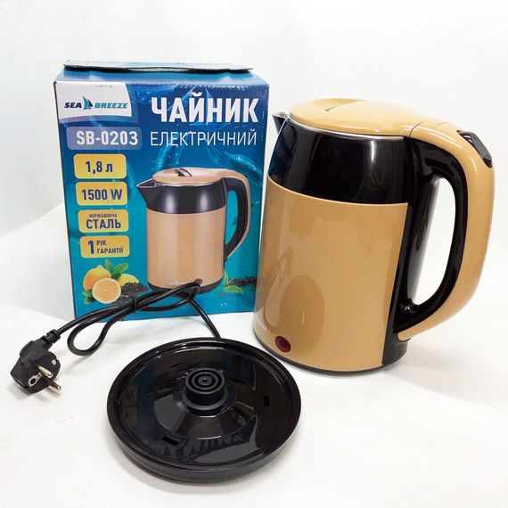 Чайник електро SeaBreeze SB-0203 1.8Л, 1500Вт, Чайник дисковый, OR-947 Маленький электрочайник | Зображення 8