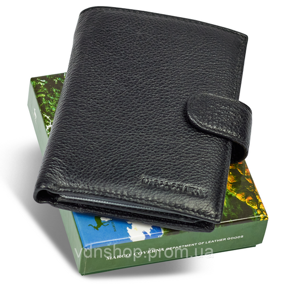 Чорний чоловічий гаманець вертикального типу з натуральної шкіри під документи Marco Coverna MC-5176-1 | Зображення 2
