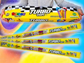Жувальний мармелад Turbo Strips Sour Belt Rainbow — Кисла фруктова стрічка 60 шт по 50 см