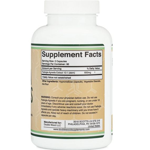 Тестостероновий комплекс Double Wood Fadogia Agrestis Extract 10:1 600 mg 180 Caps | Зображення 1