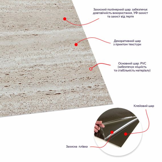 Самоклеюча LVT плитка 457*457*1.5mm (D) SW-00002461 | Зображення 3