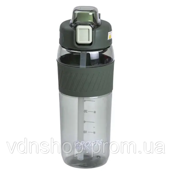 Бутылка для воды 600 мл бутылка в школу для тренировок с трубочкой и ручкой 22 см Зеленая HP-14-42GR